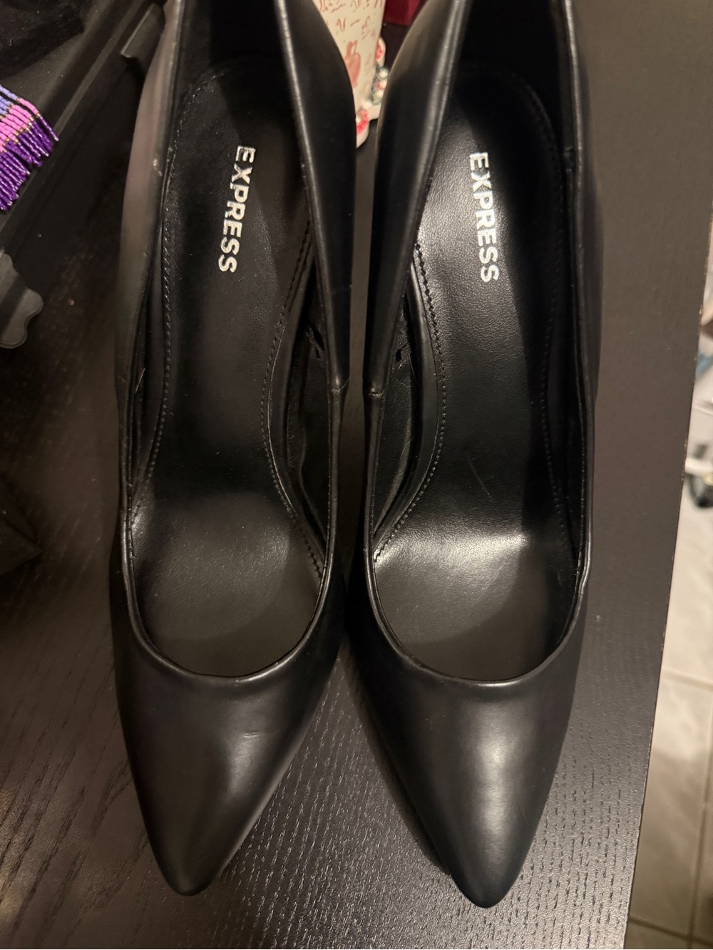 Express Black Pointed Toe Stiletto Heels